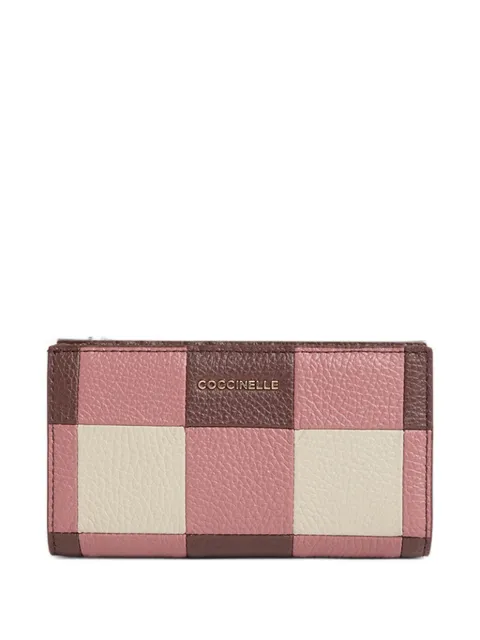 Coccinelle check-pattern pebbled leather wallet