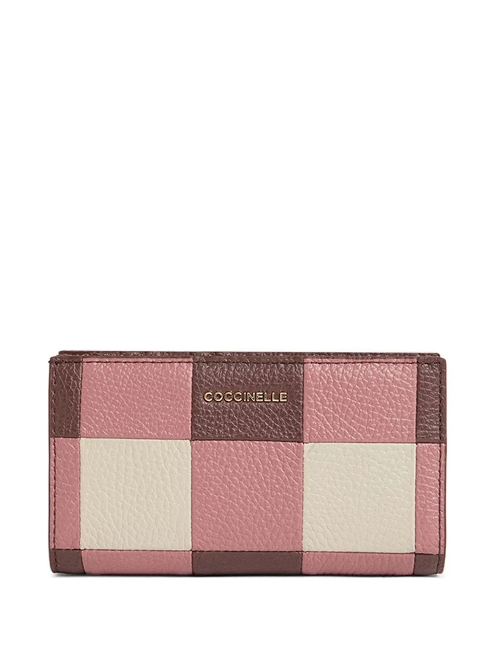 Coccinelle check-pattern pebbled leather wallet - Rosa