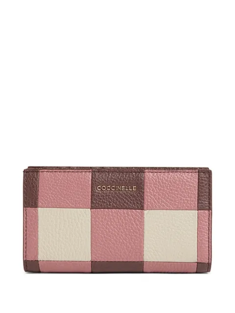 Coccinelle check-pattern pebbled leather wallet