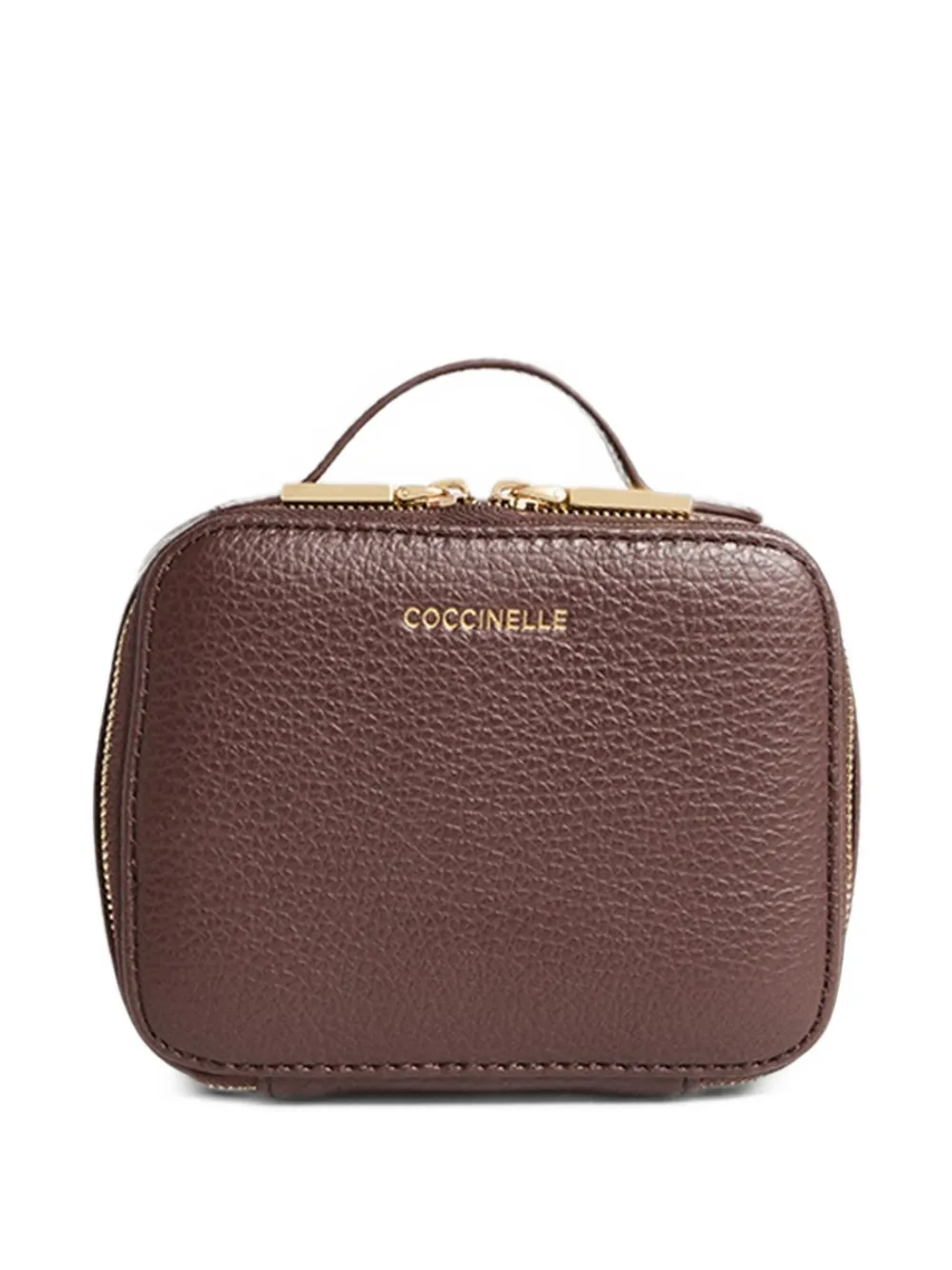 Coccinelle grained-leather jewelry case - Braun