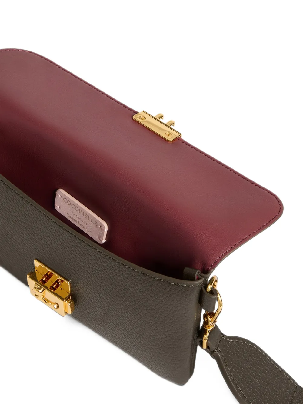 Coccinelle C-Me Lock mini-schoudertas met textuur Bruin