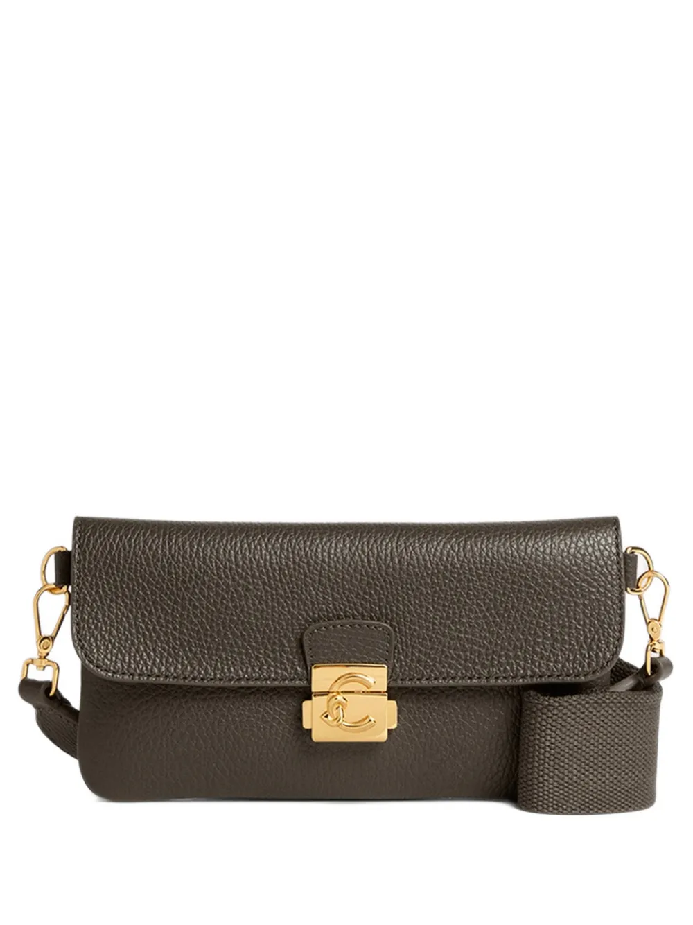 Coccinelle mini C-me lock grainy leather shoulder bag - Braun