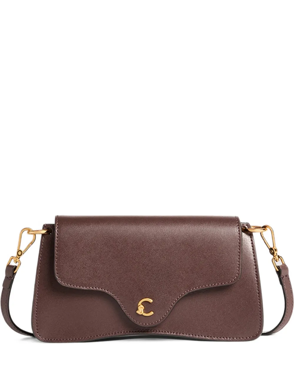 Coccinelle mini logo-plaque leather shoulder bag - Braun