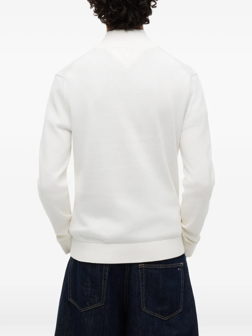 Tommy Hilfiger Gebreide trui met kwartrits Beige