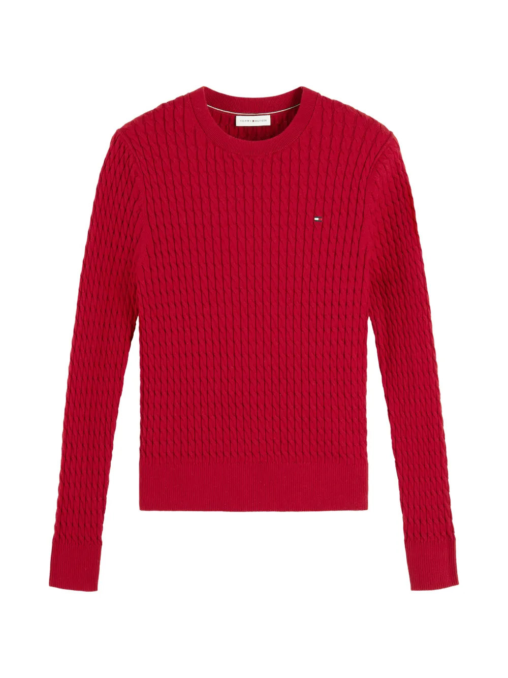 Tommy Hilfiger cable-knit logo-embroidered sweater - Rot