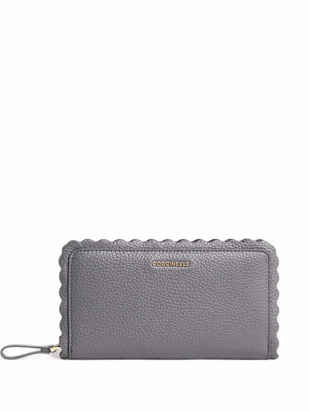 Coccinelle large scalloped-edge pebbled leather wallet - Grigio
