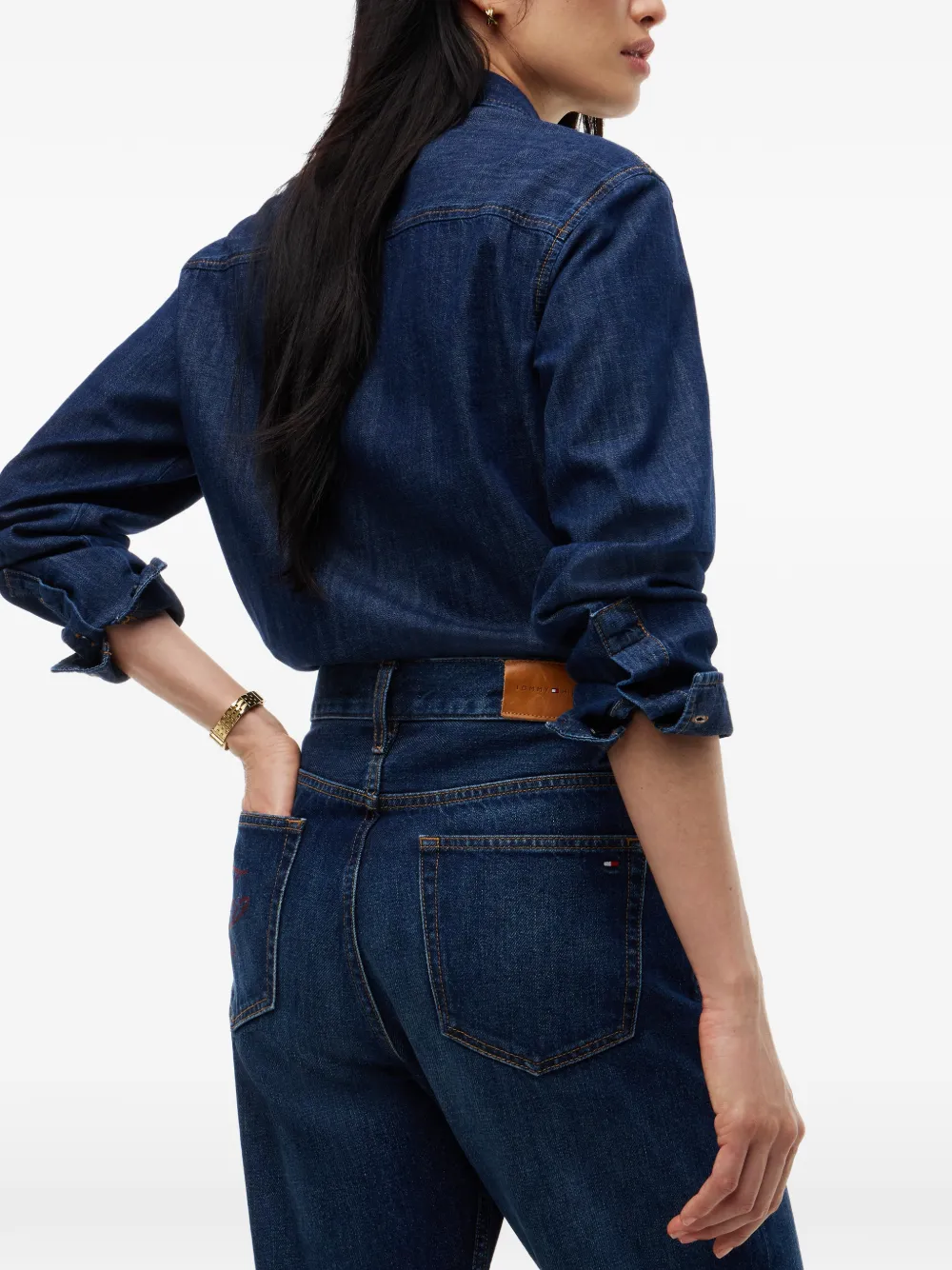 Tommy Hilfiger Sarah jeans met rechte pijpen en geborduurd logo Blauw