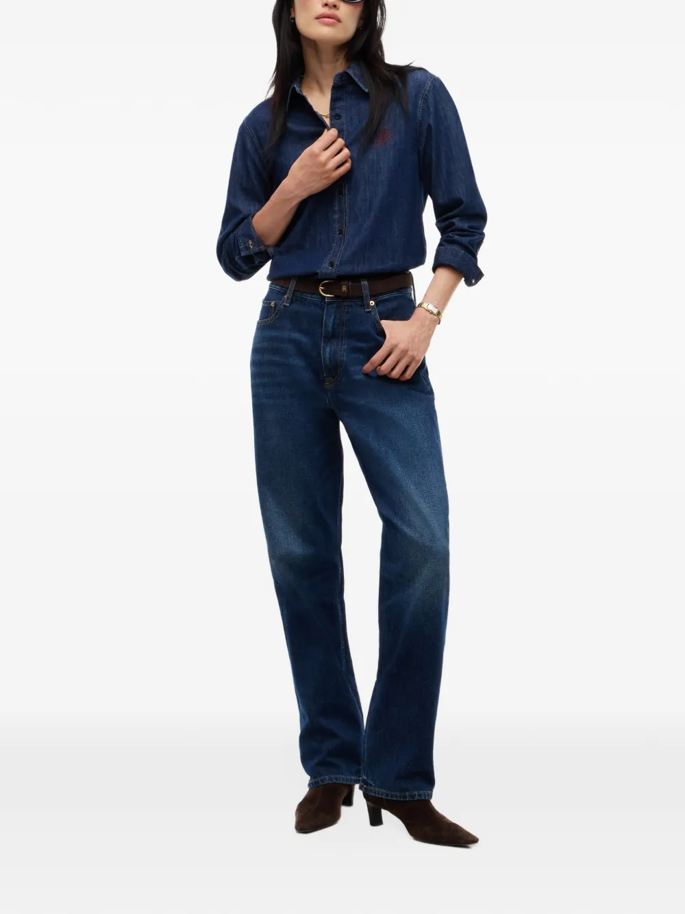 Tommy Hilfiger Sarah jeans met rechte pijpen en geborduurd logo Blauw