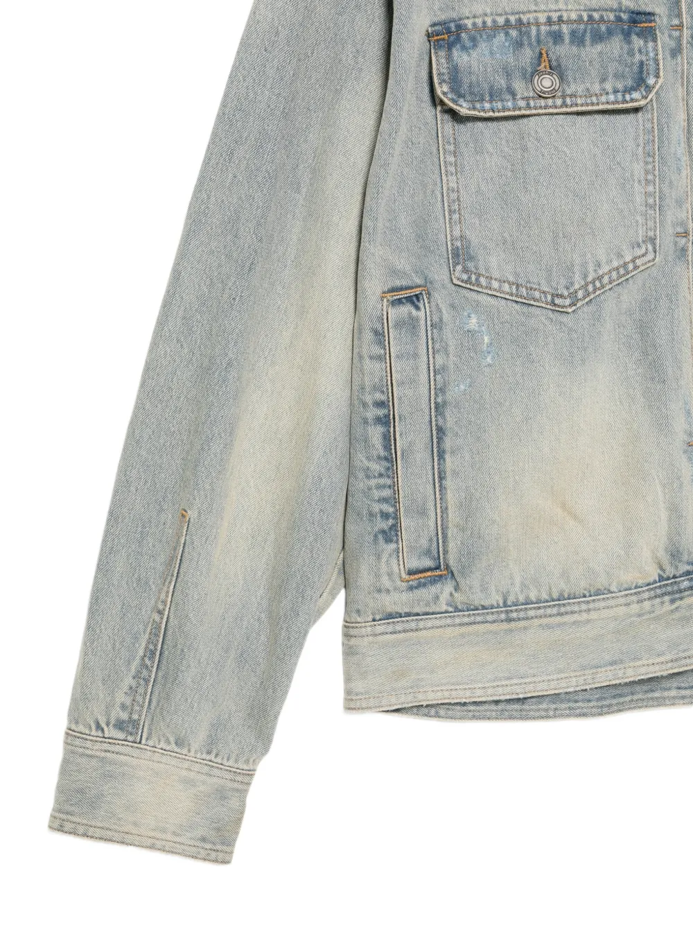 Juun.J distressed-effect denim jacket Blauw