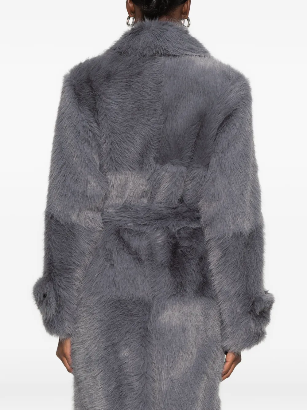 STAND STUDIO belted faux-fur coat Blauw