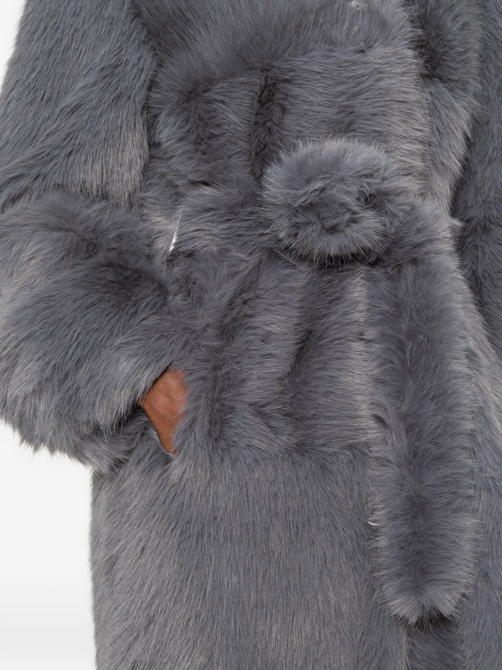 STAND STUDIO belted faux-fur coat Blauw