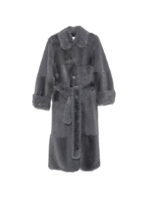 STAND STUDIO belted faux-fur coat