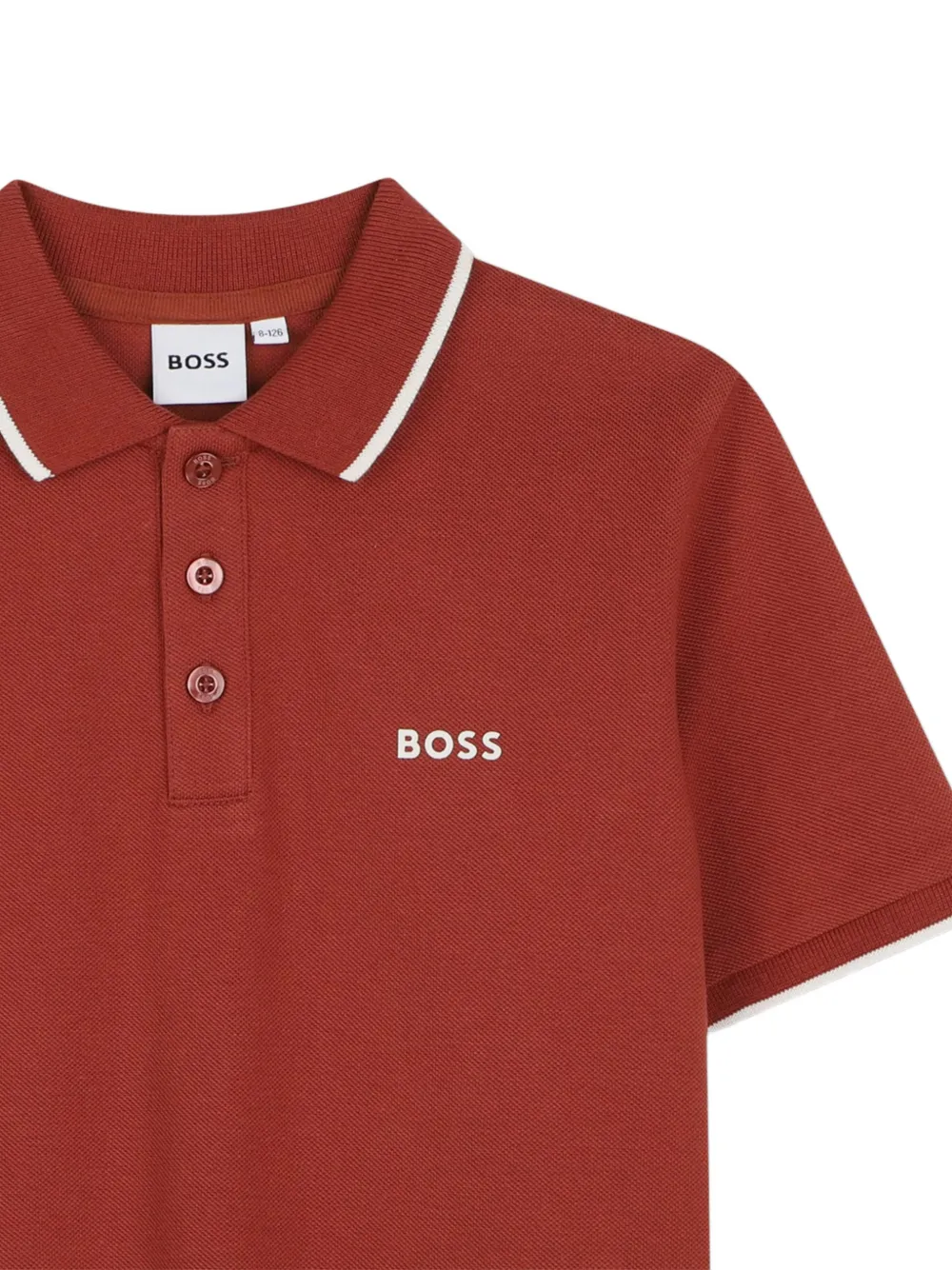 BOSS Kidswear logo-print tipped polo shirt Rood
