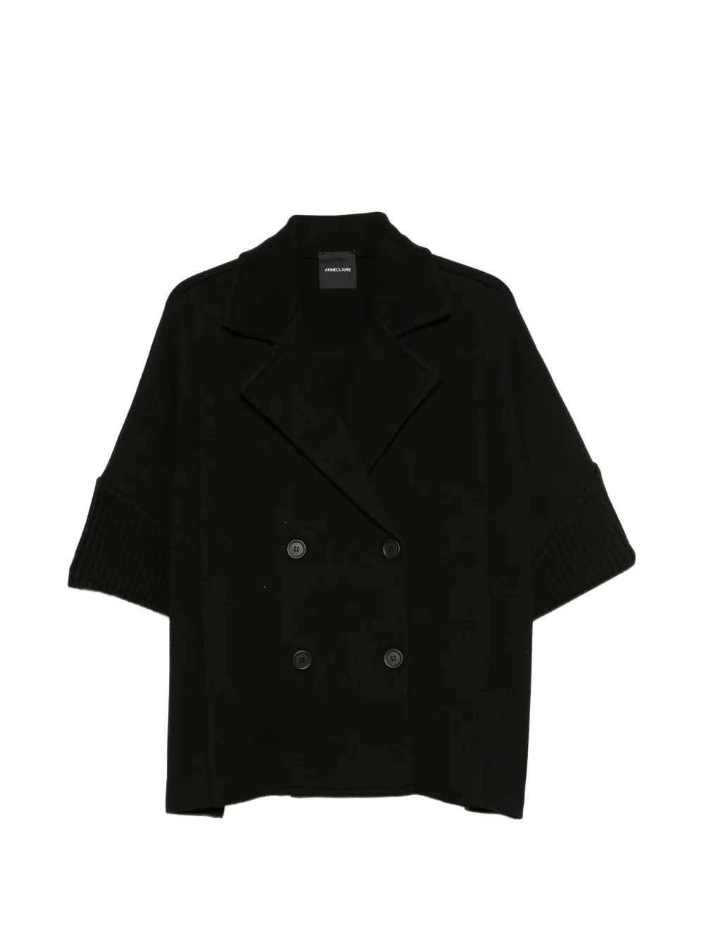 anne claire double-breasted short-sleeve cardigan - Schwarz