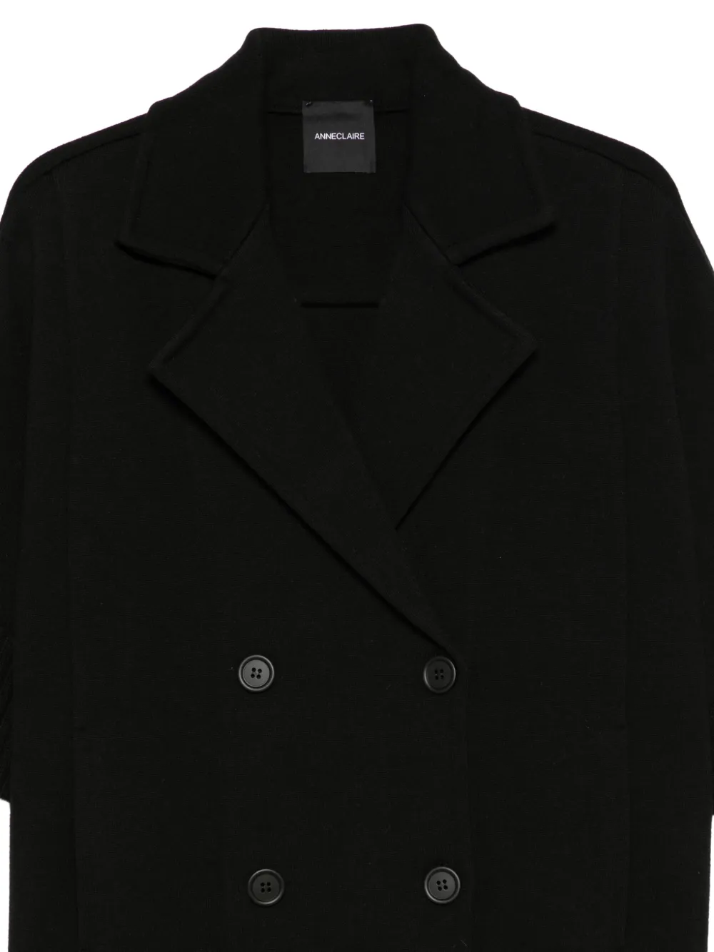 anne claire double-breasted short-sleeve cardigan Zwart