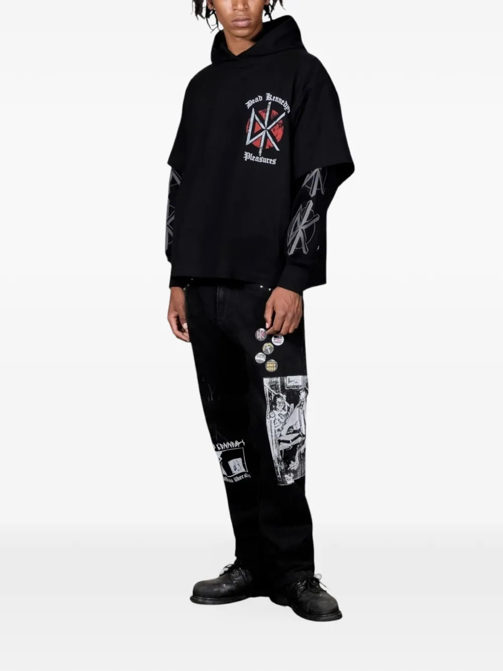 Pleasures Kennedys gelaagde hoodie Zwart