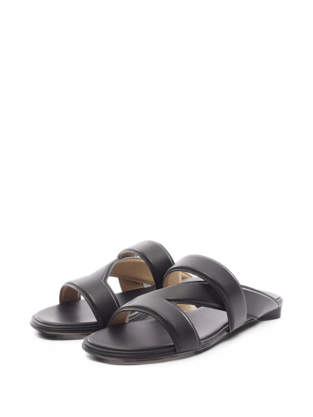 Bottega Veneta Pre-Owned 2020s crossover leather flat sandals - Noir Bottega Veneta Pre-Owned 2020s crossover leather flat sandals - Noir