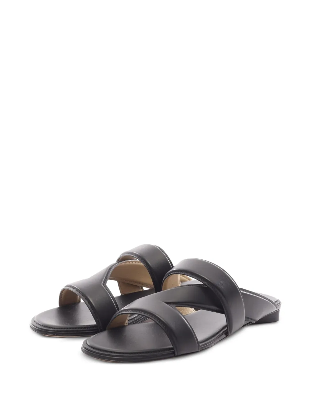 Bottega Veneta Pre-Owned 2020s crossover leather flat sandals - Schwarz