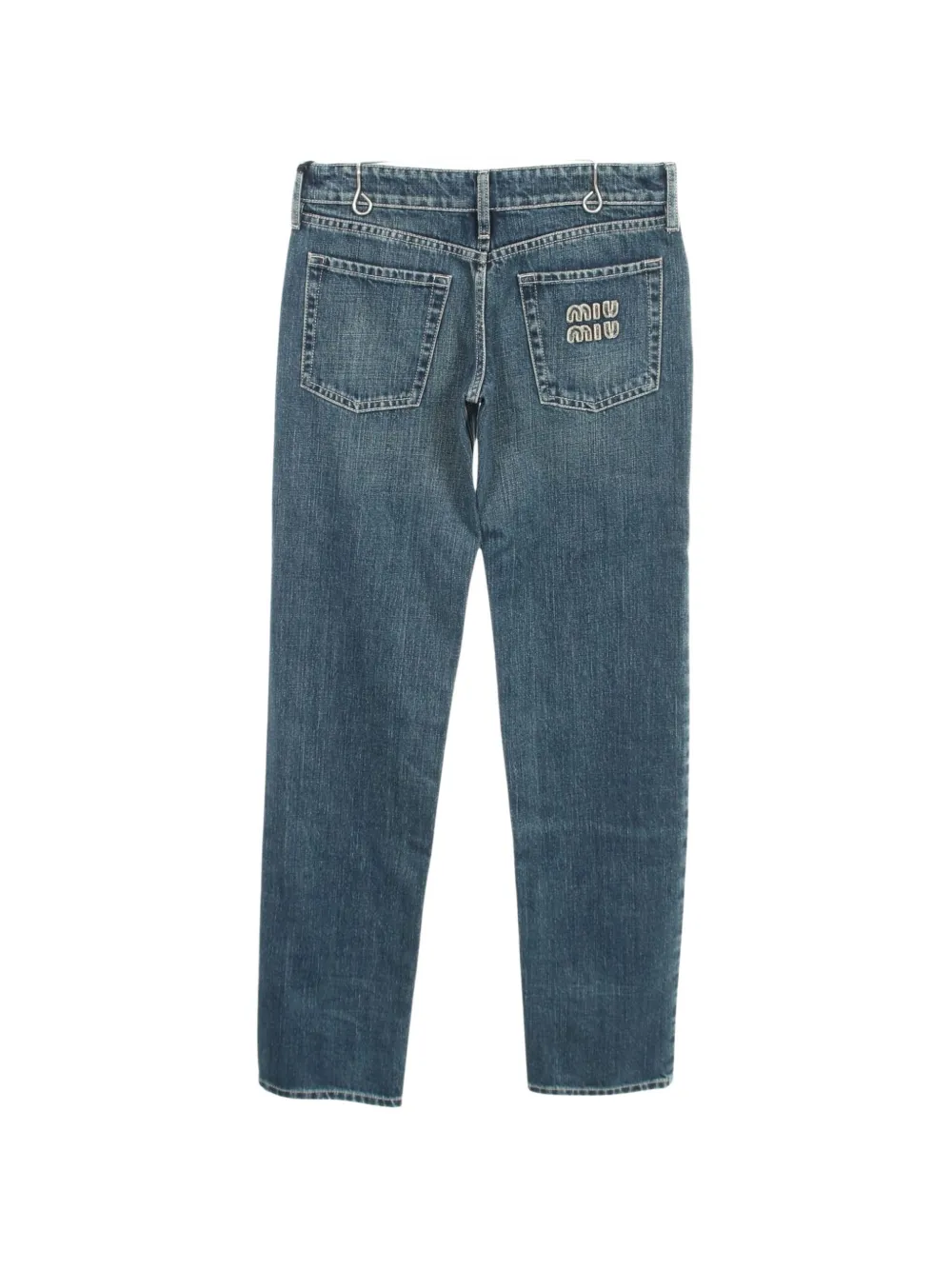 Miu Miu Pre-Owned 2010s logo-patch jeans - Bleu