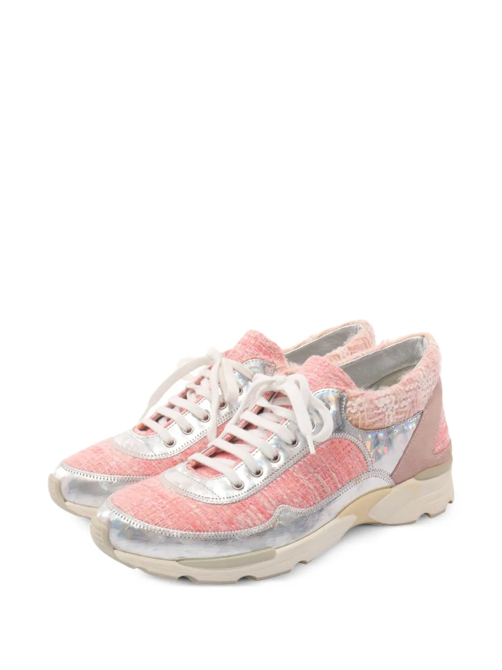 CHANEL Pre-Owned 1986-1988 Coco Mark tweed sneakers - Rosa