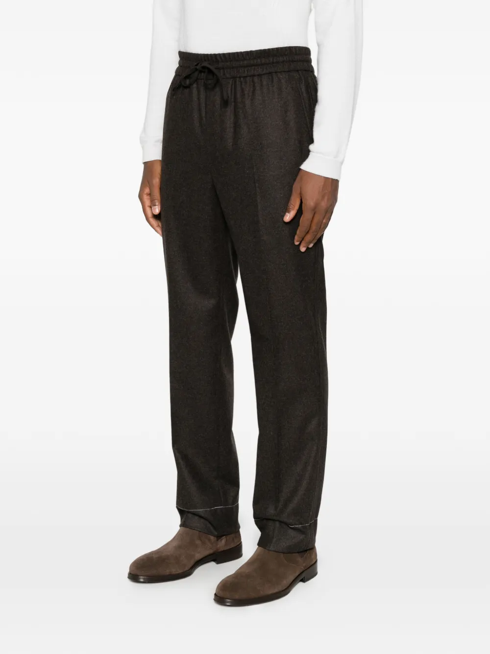 Brioni drawstring-waist pressed-crease trousers Bruin