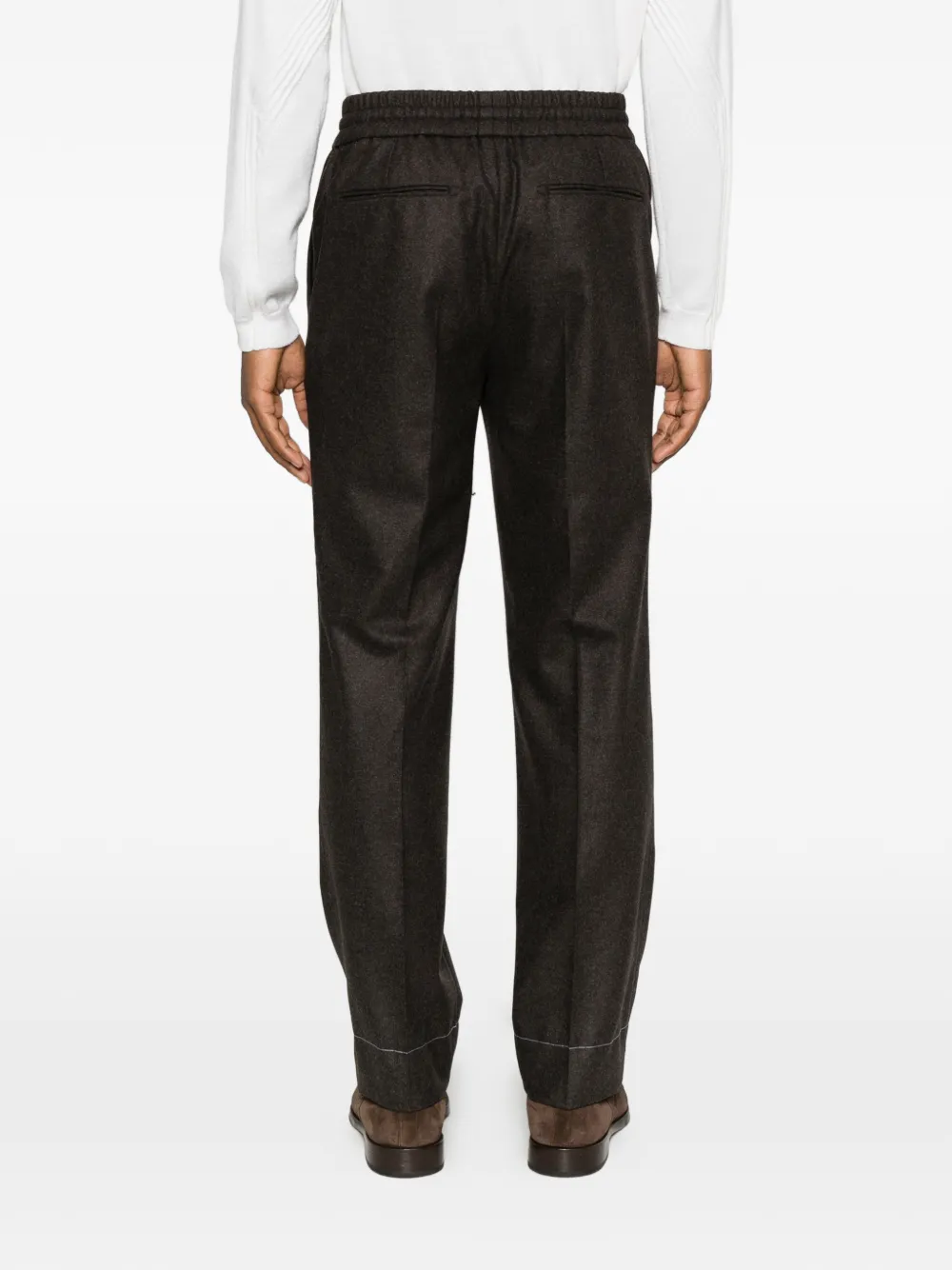Brioni drawstring-waist pressed-crease trousers Bruin
