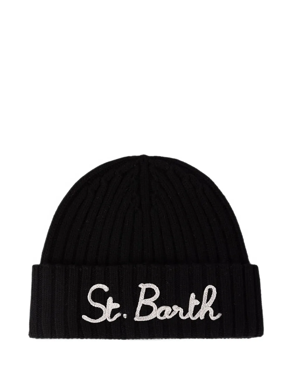 MC2 Saint Barth black Wengen beanie with St. Barth embroidery Zwart