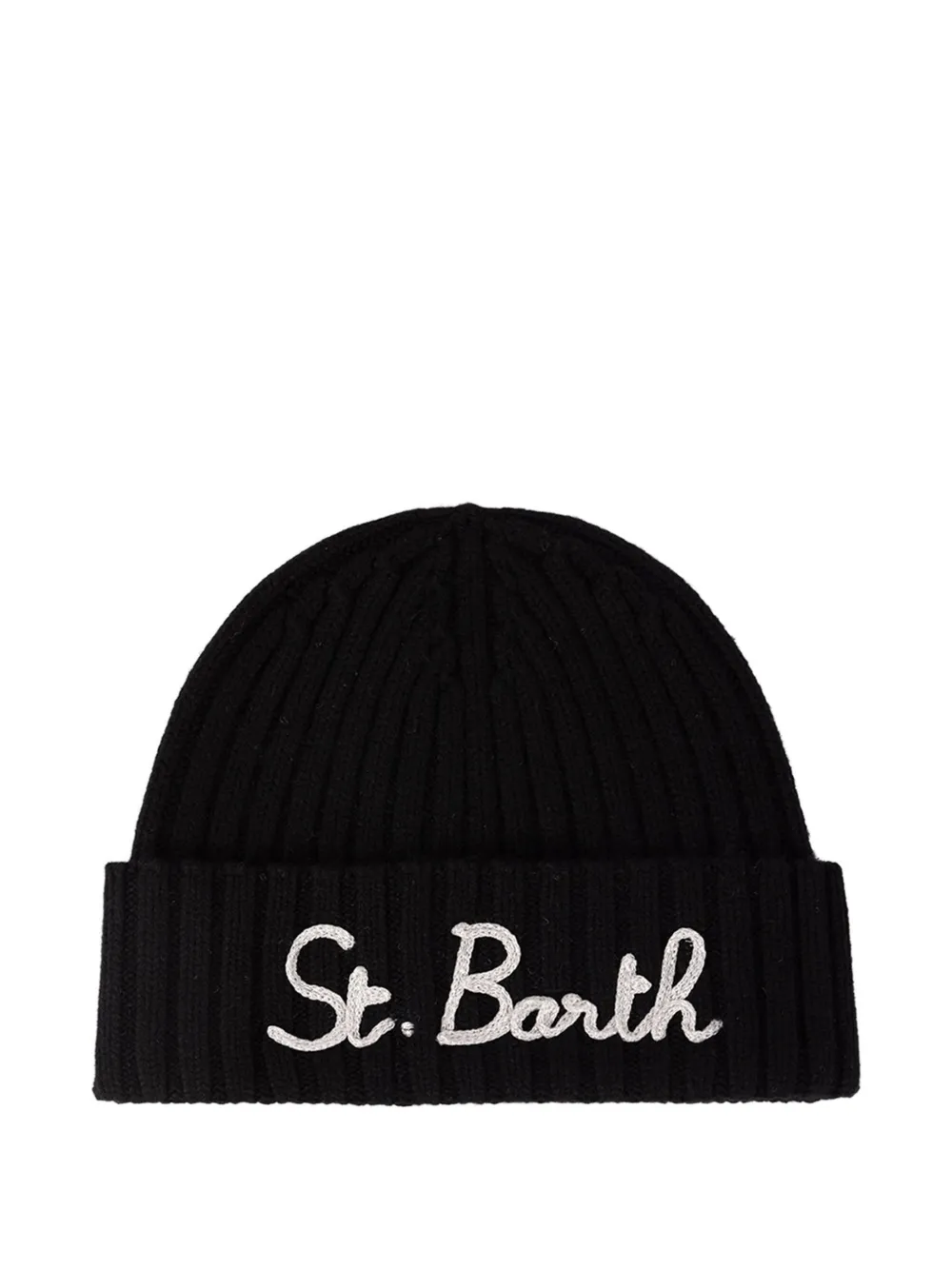 MC2 Saint Barth black Wengen beanie with St. Barth embroidery Zwart