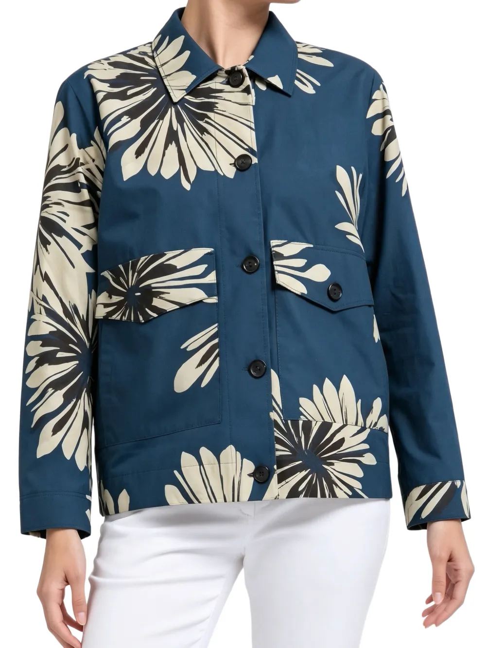 Brunello Cucinelli floral-print cotton shirt Blauw
