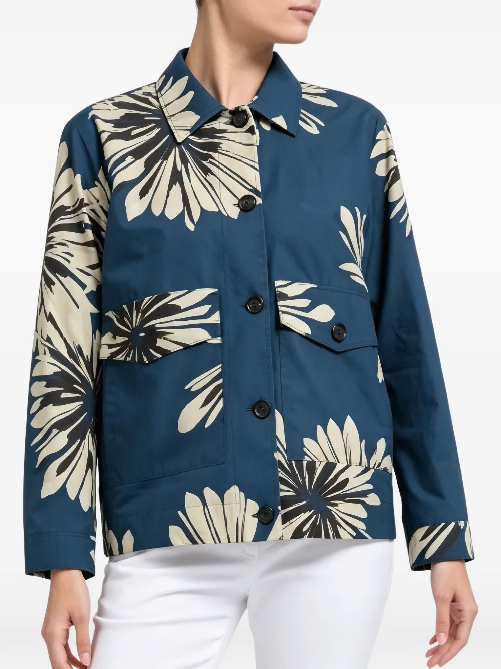 Brunello Cucinelli floral-print cotton shirt - Blue