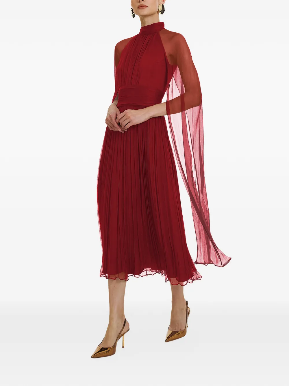 FRAMBOISE Belona zijden midi-jurk Rood
