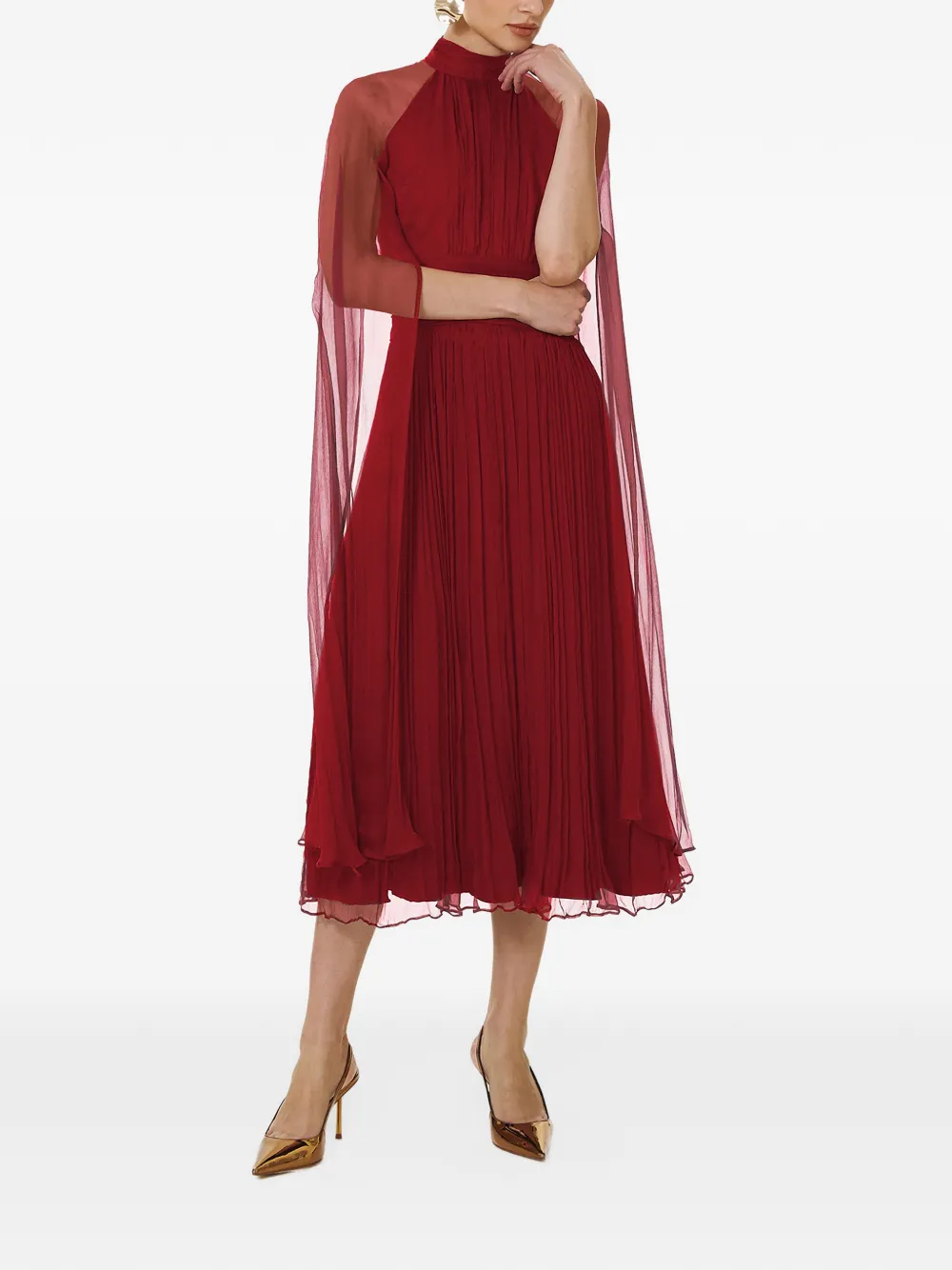 FRAMBOISE Belona zijden midi-jurk Rood