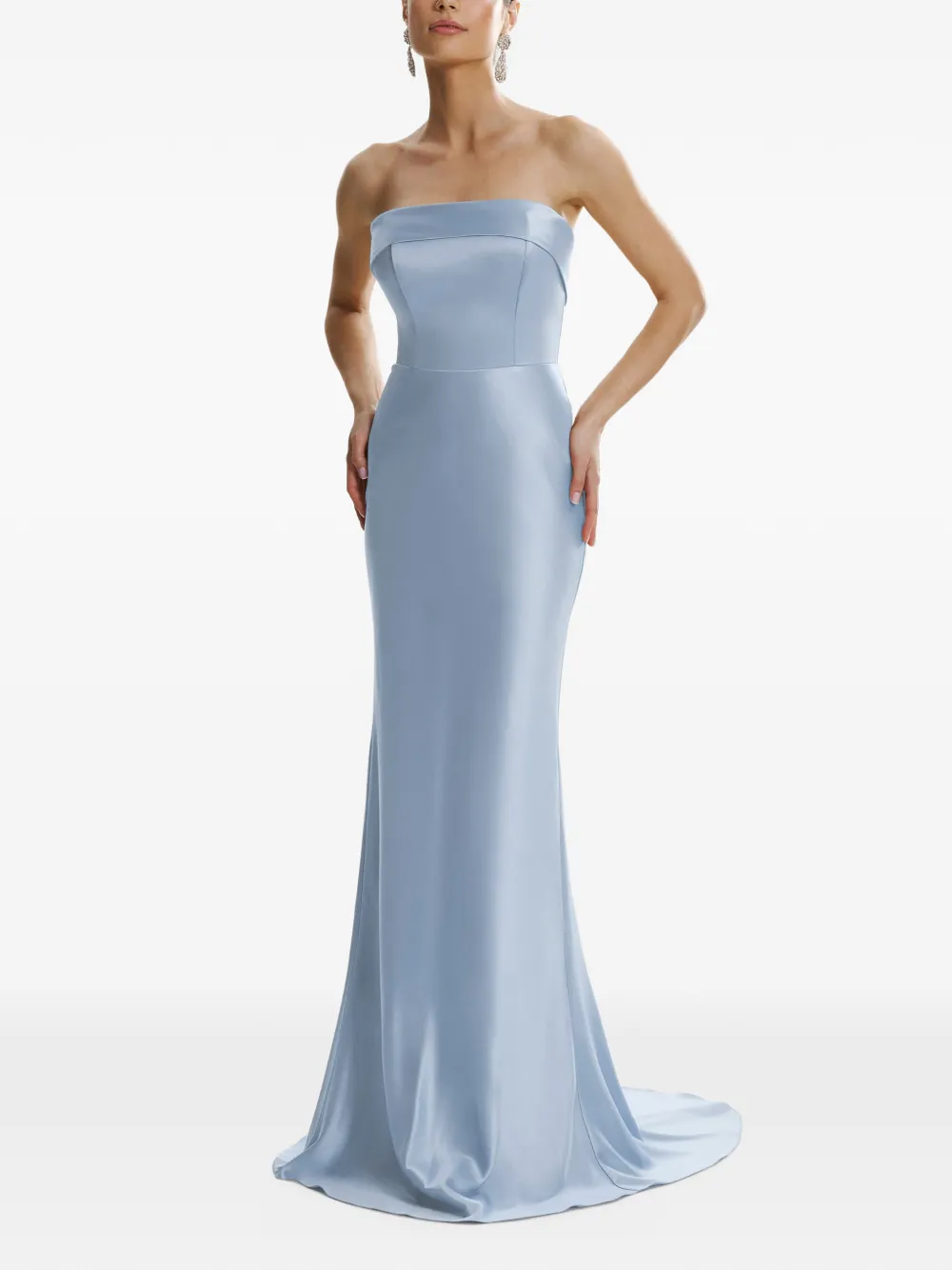 FRAMBOISE Strapless maxi-jurk met satijnen afwerking Blauw