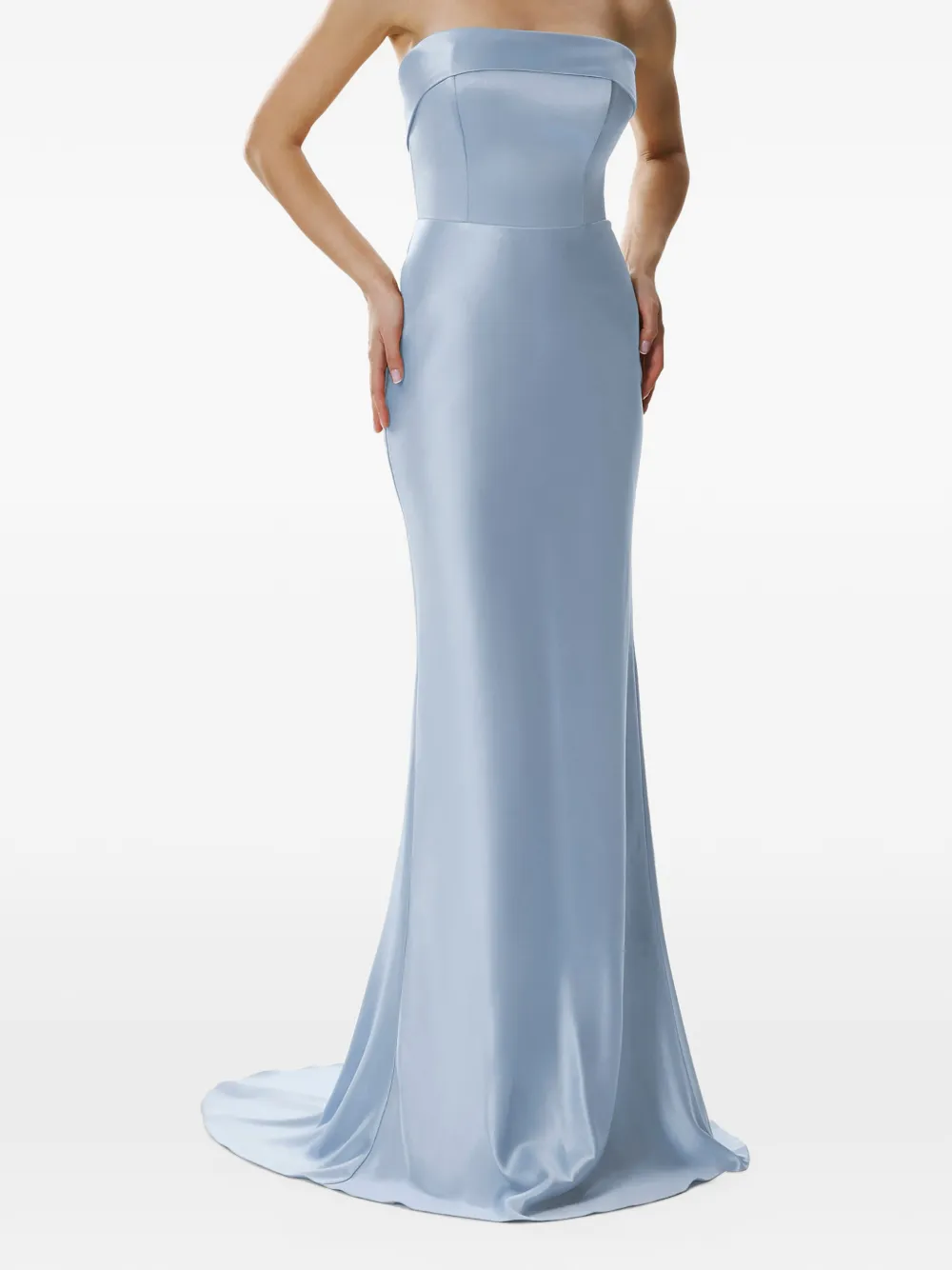 FRAMBOISE Strapless maxi-jurk met satijnen afwerking Blauw