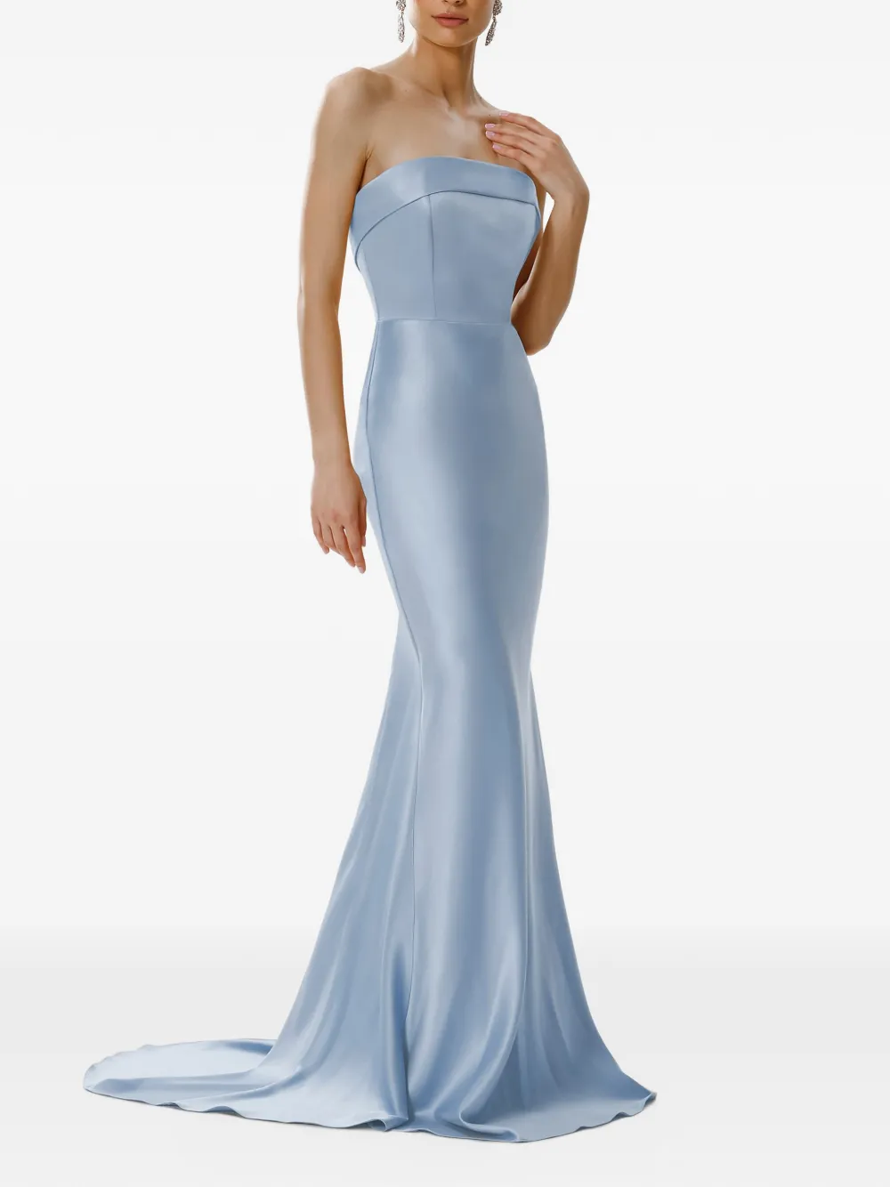 FRAMBOISE Strapless maxi-jurk met satijnen afwerking Blauw