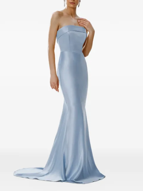 FRAMBOISE Dhara strapless satin-finish maxi dress