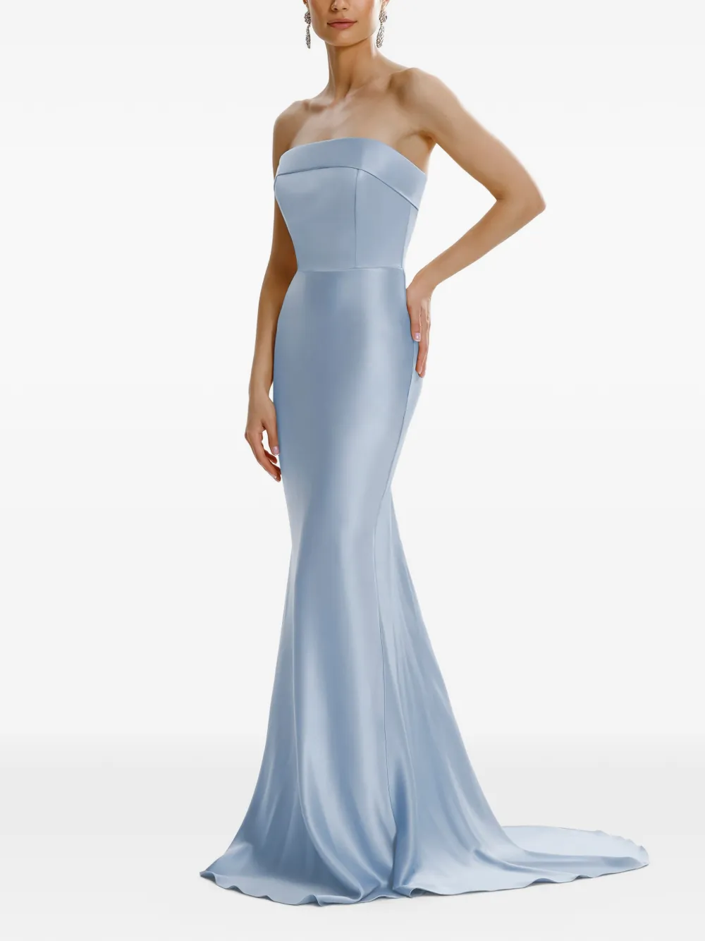 FRAMBOISE Strapless maxi-jurk met satijnen afwerking Blauw