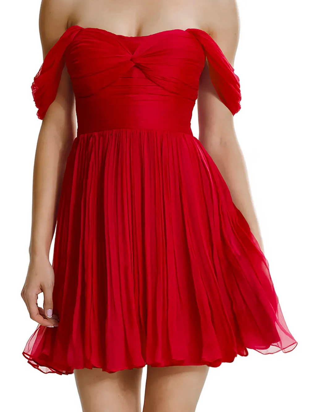 FRAMBOISE Khalesi off-shoulder mini-jurk Rood