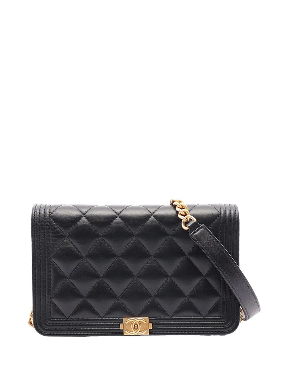 CHANEL Pre-Owned 2019 Quilted Lambskin Boy Wallet On Chain shoulder bag - Nero