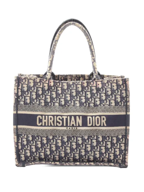 Christian Dior Pre-Owned 2000-2026 Medium Oblique Embroidered Canvas Book tote bag