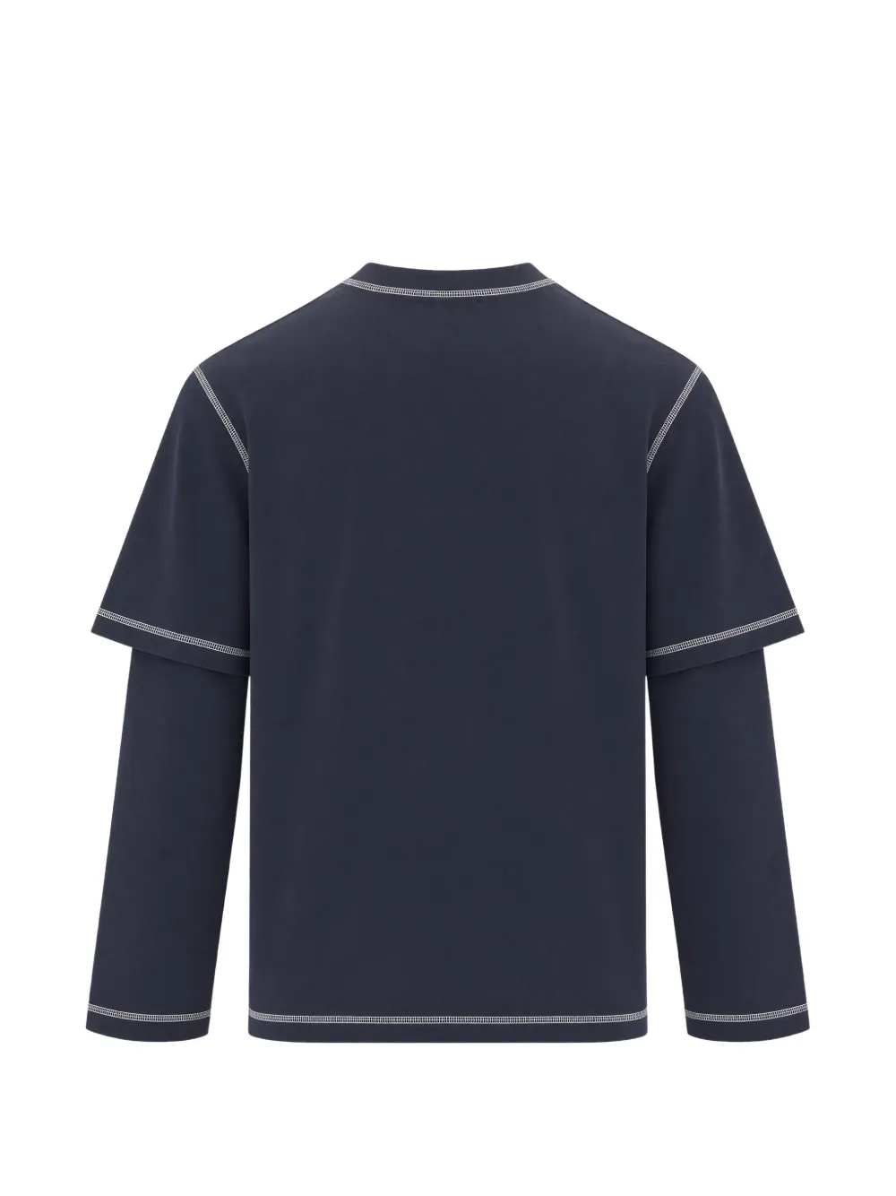 FLÂNEUR T-shirt met contrasterende stiksels en gelaagde mouwen Blauw