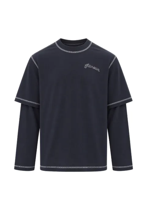 FLÂNEUR contrast-stitch layered-sleeve T-shirt