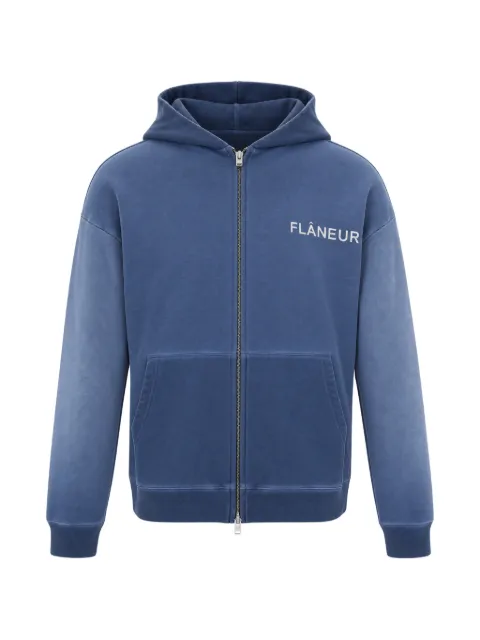 FLÂNEUR logo-print zip-up hoodie