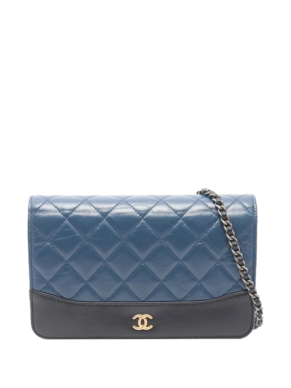 CHANEL Pre-Owned 2017-2018 Bicolor Quilted Aged Calfskin Gabrielle Wallet On Chain crossbody bag - Blue