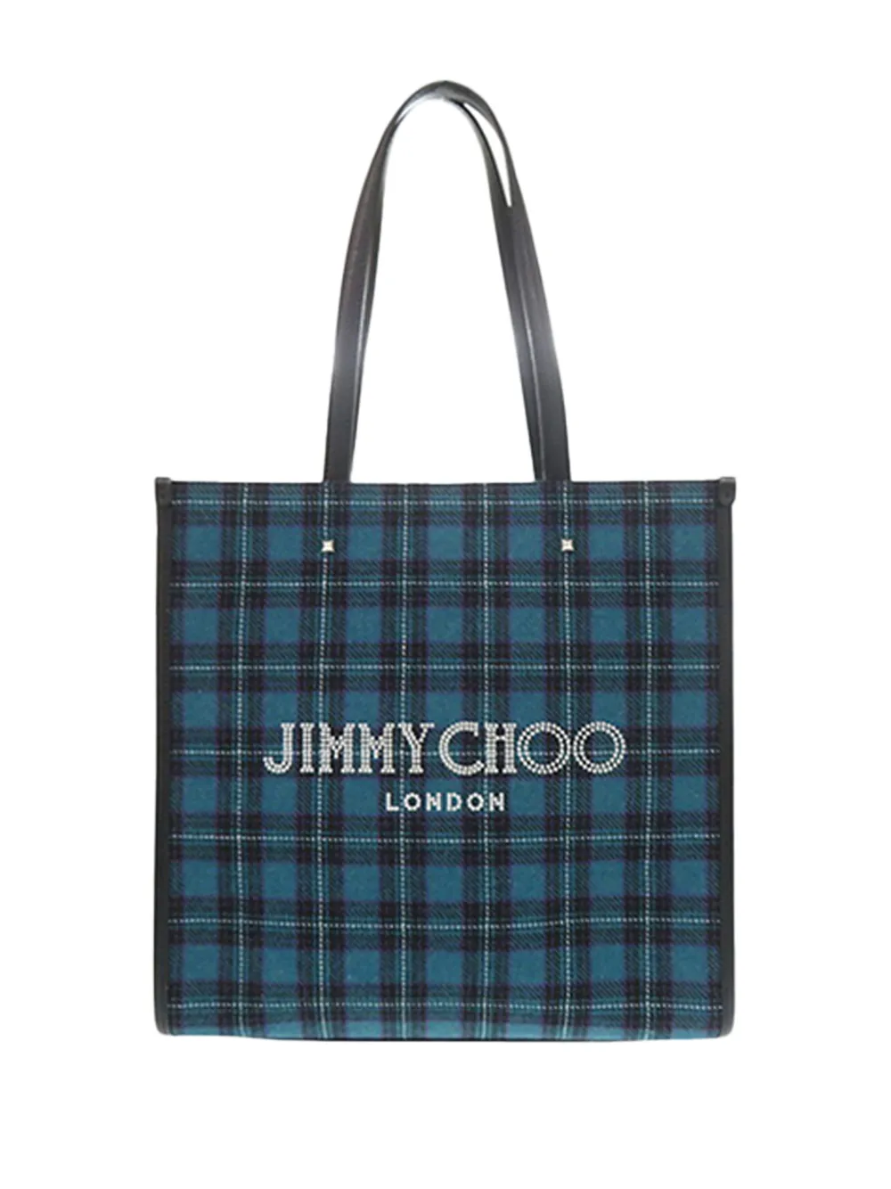 Jimmy Choo Pre-Owned 2015-2026 Wool Tartan North South tote bag - Bleu