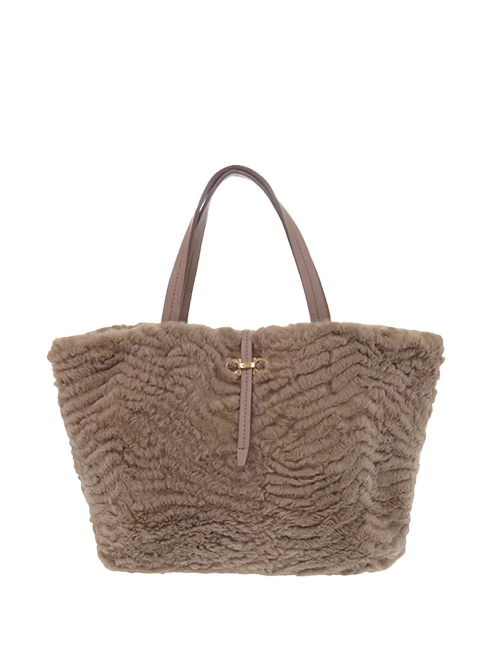 Ferragamo Pre-Owned 2000-2014 Double Gancini Fur tote bag - Marron Ferragamo Pre-Owned 2000-2014 Double Gancini Fur tote bag - Marron