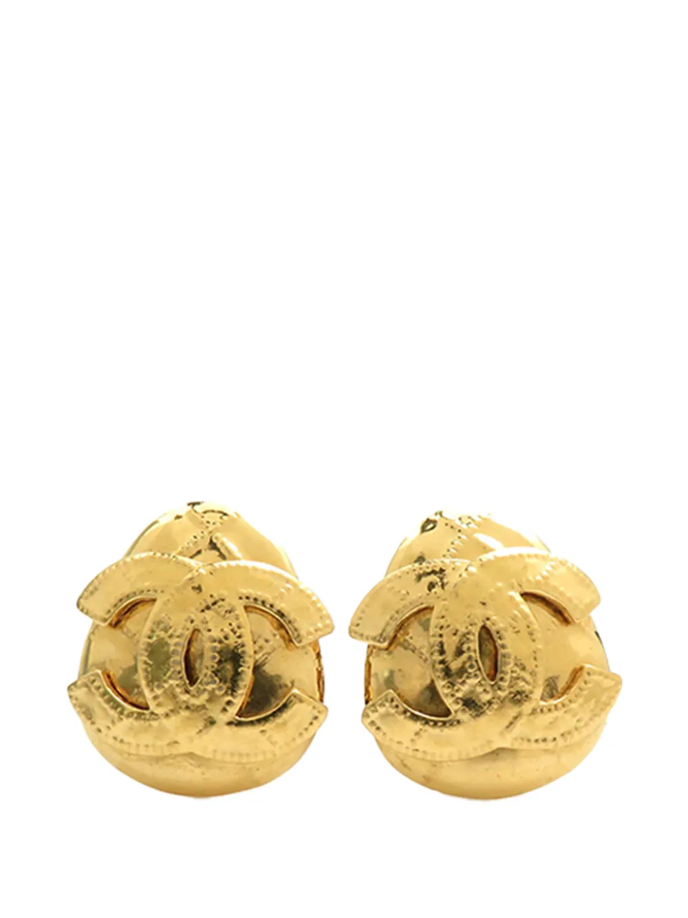 CHANEL Pre-Owned 1994 CC Gold Plated Logo Clip On Earrings costume earrings - Oro
