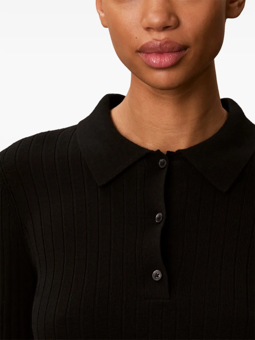 Calvin Klein ribbed-knit polo-collar sweater Zwart
