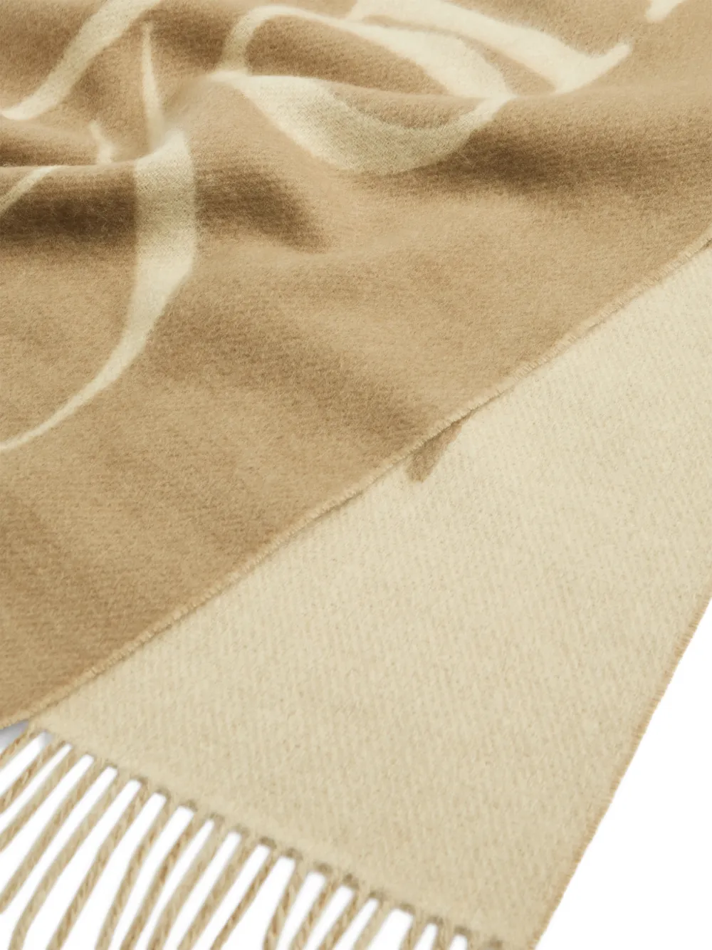 Tommy Hilfiger logo-print fringed scarf Beige