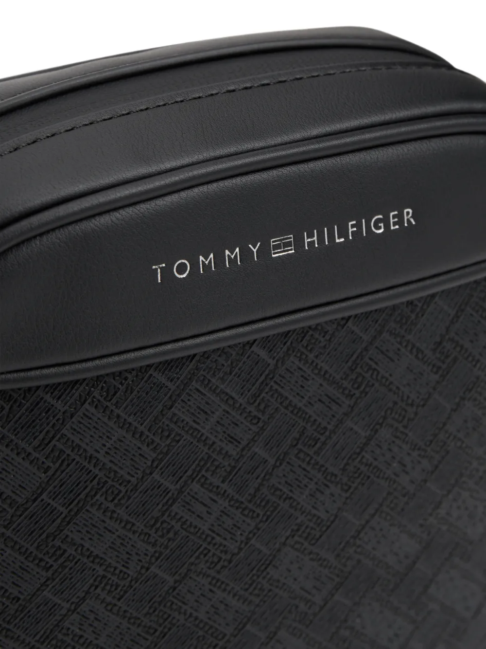 Tommy Hilfiger basket-weave logo-print shoulder bag Zwart